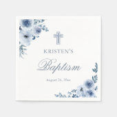 ダスティブルーボヘミアンフローラバプテスマ《キリスト教》洗礼式や命名式 スタンダードカクテルナプキン (正面)