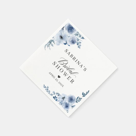 ダスティブルーボヘミアンフローラブライダルシャワー スタンダードカクテルナプキン (角)
