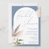 ダスティブルーボホアーチホワイトフローラブライダルシャワー 招待状 (正面)
