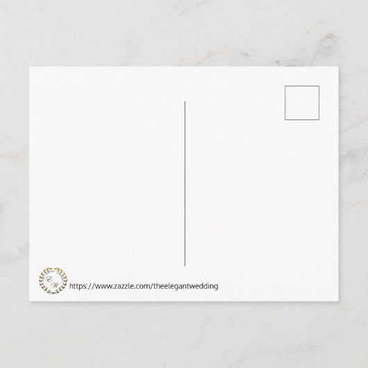 ダスティブルーボホウェディング日付を保存 案内ポストカード (裏面)