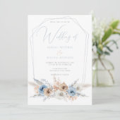 ダスティブルーボホエレガントまたはビーチ結婚式 招待状 (スタンド正面)