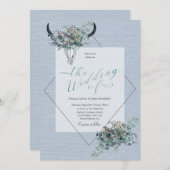 ダスティブルーボホカウカスカルフローラ水彩 招待状 (正面/裏面)