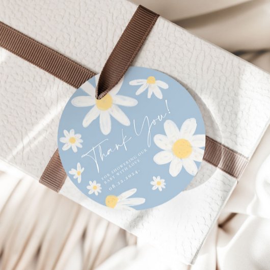 ダスティブルーボホデイジーフラワーメッセージカード フェイバータグ
