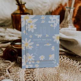 ダスティブルーボホデイジーフラワー招待状用帯 招待状ベリーバンド