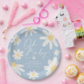 ダスティブルーボホデイジーフラワー紙プレート ペーパープレート (パーティー)