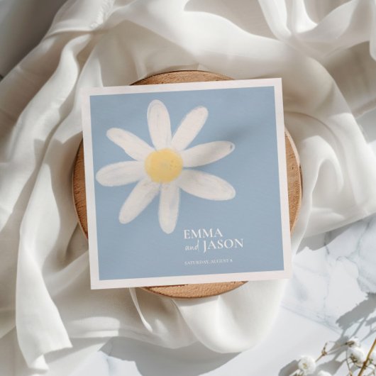 ダスティブルーボホデイジーフローラナプキンス スタンダードカクテルナプキン