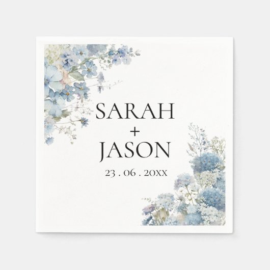 ダスティブルーボホフローラエレガント庭園の結婚式 スタンダードカクテルナプキン (正面)
