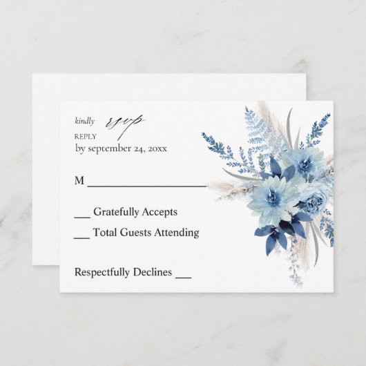 ダスティブルーボホフローラノミールRSVP 出欠カード (正面/裏面)