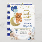 ダスティブルーボホフローラバーリーウェイベビーシャワー 招待状 (正面/裏面)