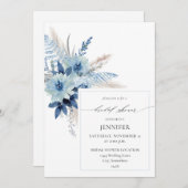 ダスティブルーボホフローラリングや輪ブライダルシャワー2 招待状 (正面/裏面)