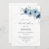 ダスティブルーボホフローラリングや輪ブライダルシャワーB 招待状 (正面/裏面)