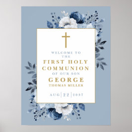 ダスティブルーボホフローラ聖餐式ウェルカムサイン ポスター