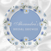 ダスティブルーボホワイルドフラワーブライダルシャワー ペーパープレート