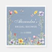 ダスティブルーボホーサマーワイルドフラワーブライダルシャワー スタンダードランチョンナプキン (正面)