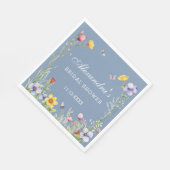 ダスティブルーボホーサマーワイルドフラワーブライダルシャワー スタンダードランチョンナプキン (角)