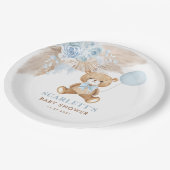 ダスティブルーボホーテディベア男の赤ちゃんシャワー ペーパープレート (アングル)
