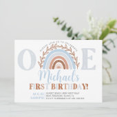 ダスティブルーボホーレインボー誕生日招待状 招待状 (スタンド正面)
