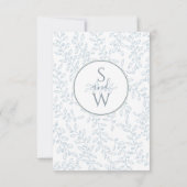 ダスティブルーボモダンホエレガントボタニカル結婚ズ 出欠カード (裏面)