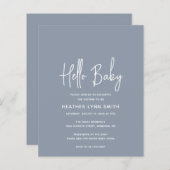 ダスティブルーボーイバジェットハローベビーシャワー招待状 (正面/裏面)