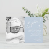 ダスティブルーボーイバプティスフォト招待状 招待状 (スタンド正面)