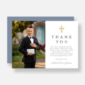 ダスティブルーボーイファースト・コミュニオンクロスフォト サンキューカード