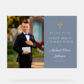 ダスティブルーボーイフォトファースト聖餐式へようこそ アクリルサイン (正面)