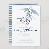 ダスティブルーボーイベビーイン開花シャワー 招待状 (正面/裏面)
