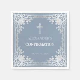 ダスティブルーボーイ確認エレガント銀フェイク銀 スタンダードカクテルナプキン