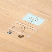 ダスティブルーボーディングパスコズミック結婚ズ アクリル招待状 (レイダウン)