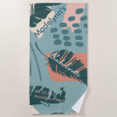 ダスティブルーボーホウェディングパーティーの好意パーソナライズされた ビーチタオル (正面)