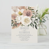 ダスティブルーボーホピンクフローラ結婚式招待状 招待状 (スタンド正面)