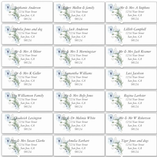 ダスティブルーポピーズゲストネーム住所 シール (正面)