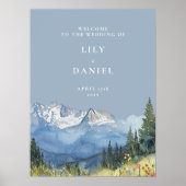 ダスティブルーマウンテンフローラ結婚のウェルカムサイン ポスター (正面)