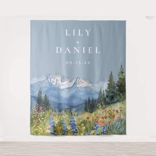 ダスティブルーマウン結婚テンの写真の背景 タペストリー (正面)