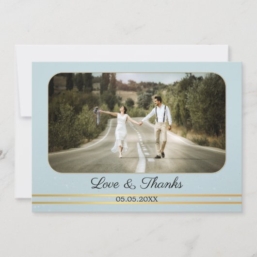 ダスティブルーマウン結婚テンの写真サンキューカード サンキューカード (正面)