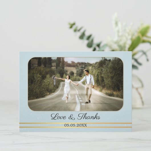 ダスティブルーマウン結婚テンの写真サンキューカード サンキューカード (スタンド正面)