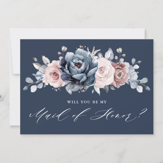 ダスティブルーマウヴバラが私のメイド・オブ・オーナー（花嫁付き添い人） 招待状 (正面)