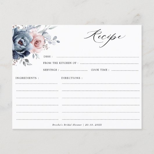 ダスティブルーマウヴバラピンクブライダルシャワーレシピ (正面)