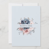 ダスティブルーマウヴバラピンク石板フローラ私たちはまだ行う 招待状 (裏面)