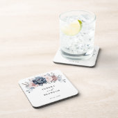 ダスティブルーマウヴバラピンク石板フローラ結婚ズ コースター (右側)