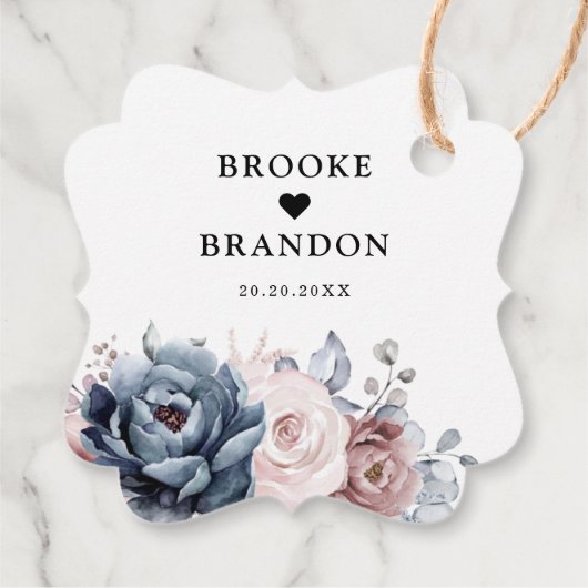 ダスティブルーマウヴバラピンク石板フローラ結婚ズ フェイバータグ (裏面)