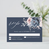 ダスティブルーマウヴバラピンク石板フローラ結婚ズRS 出欠カード (スタンド正面)