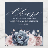 ダスティブルーマウヴバラピンク石板フローラ結婚ズW ワインラベル (シングルラベル)