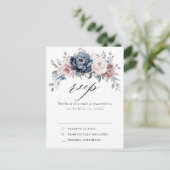 ダスティブルーマウヴバラピンク石板フローラRSVP ポストカード (スタンド正面)