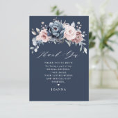 ダスティブルーマウヴバラピンク石板ブライダルシャワータ サンキューカード (スタンド正面)