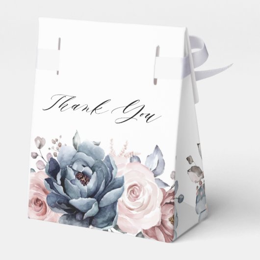 ダスティブルーマウヴバラ石板フローラブライダルシャワー フェイバーボックス (裏面サイド)