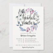 ダスティブルーマウヴフローラリースブライダルシャワー 招待状 (正面)