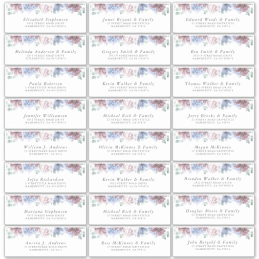 ダスティブルーマウヴフローラ個人住所 シール (正面)