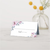 ダスティブルーマウヴボタニカル結婚フローラ プレイスカード (正面)