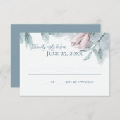 ダスティブルーマグノリアスエレガントな結婚式の反応 招待状 (正面/裏面)